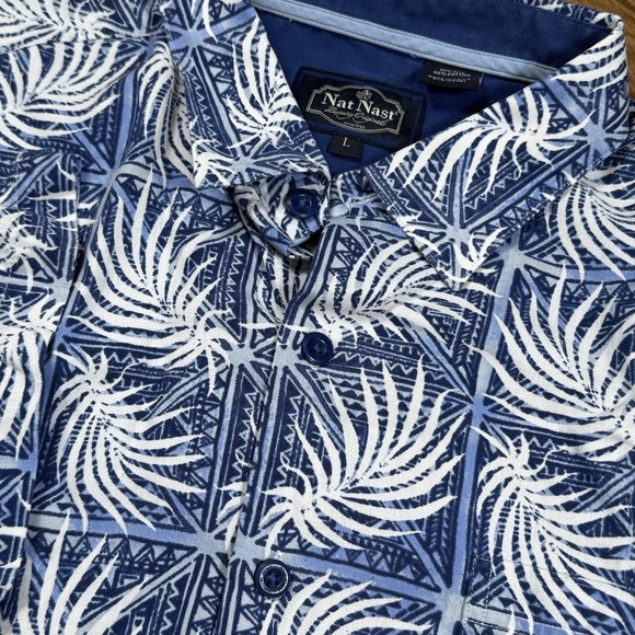 Nat Nast Hawaiian Men Large Button‎ Up Short Sleeve Silk Blend Island Floral - Picture 1 of 6